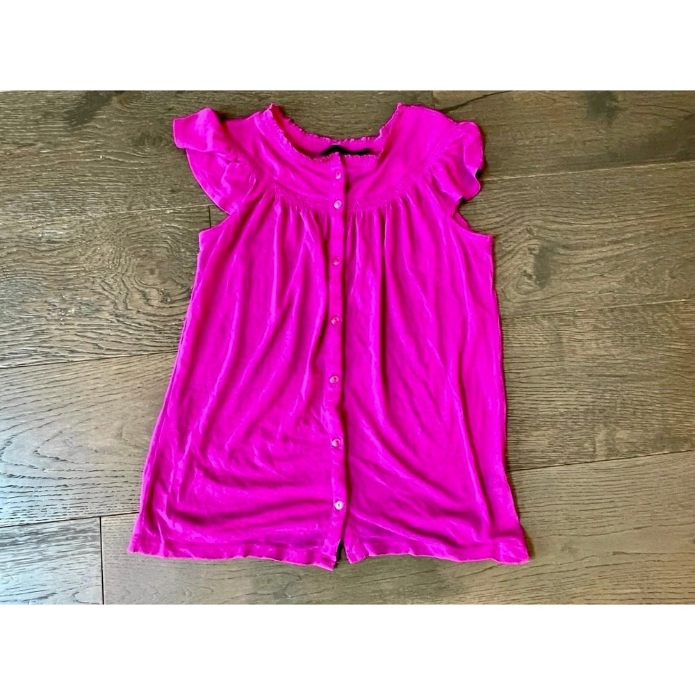 The Limited Flutter Sleeve Blouse S Pink Button Front Nylon Top mesh